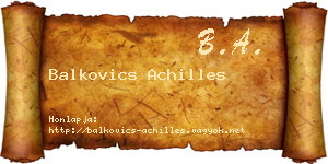 Balkovics Achilles névjegykártya